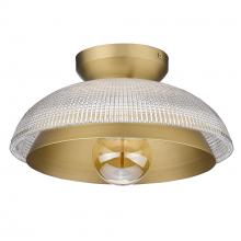  0309-FM BCB-RPG - Crawford Flush Mount in Brushed Champagne Bronze with Retro Prism Glass Shade